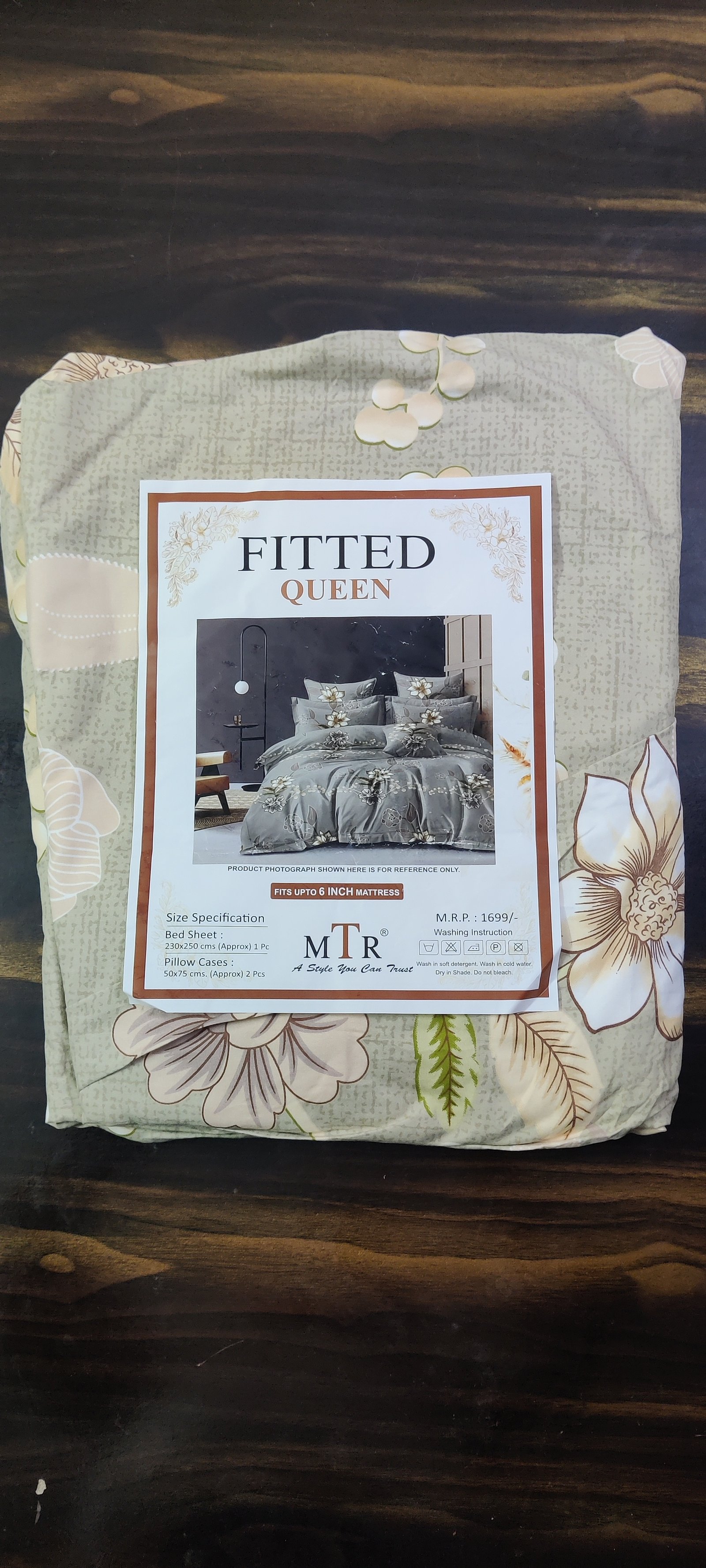 7D Queen Size Elephant Printed Bedsheet Set 02